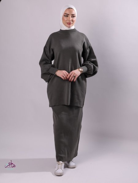 طقم تنورة صوف